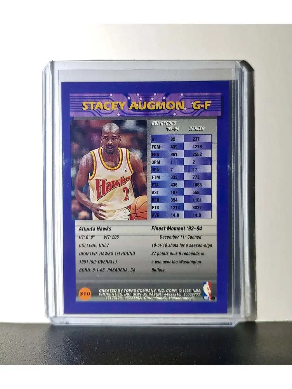 Stacey Augmon 1994-95 Topps Finest #310 Basketball Card